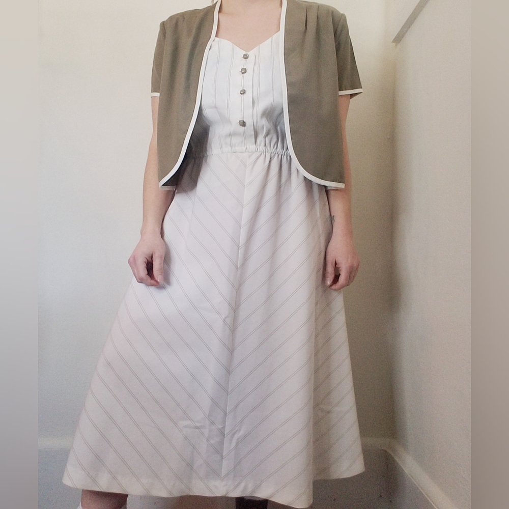 Vintage 80s 90s Tank Strap Dress Jacket Set Vtg Sz 12 Dress Lagenlook Minimalist - Picture 15 of 16